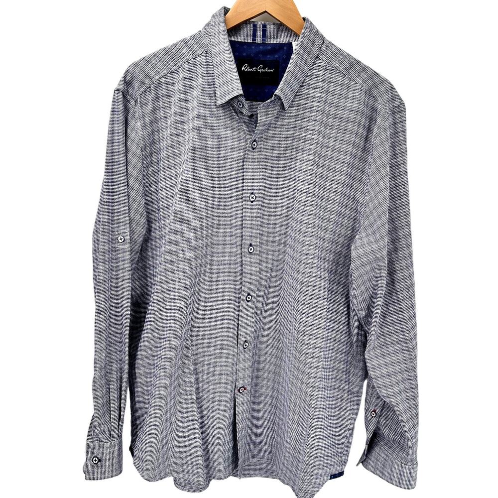 Robert Graham Shirt Mens 2XL Modern Americana Button Up Tailored Fit Roll Tab